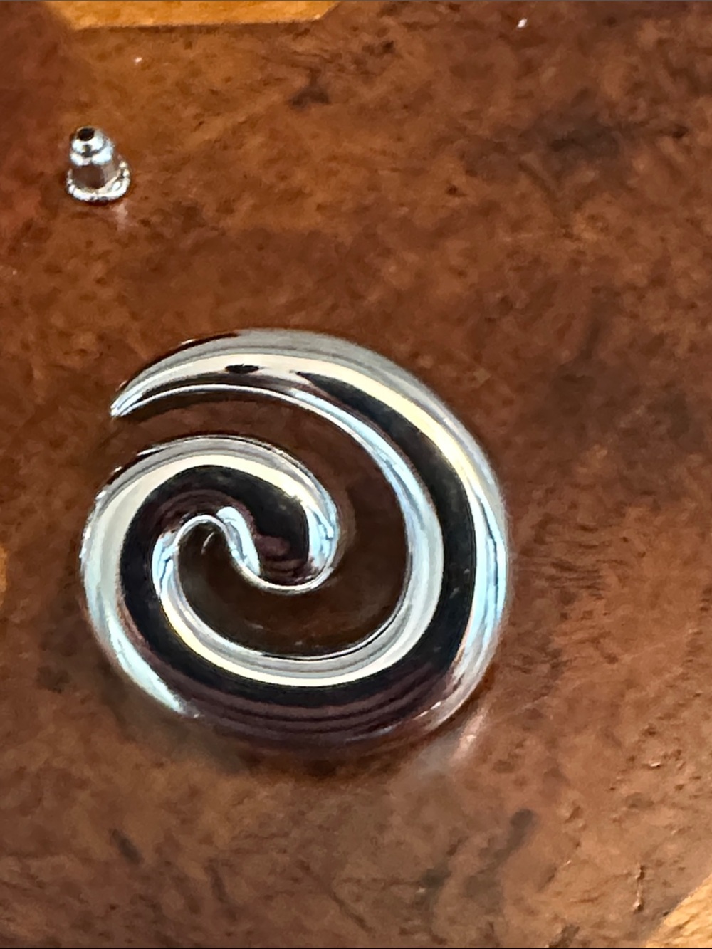 Polished Spiral Stud Earrings in Silver Tone - Picture 6 of 8